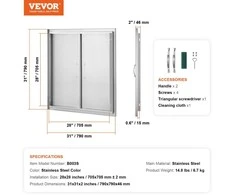 VEVOR BBQ prieigos durys, 790x790 mm dvigubos