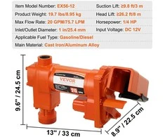 VEVOR Benzino siurblys su 12 V DC elektros