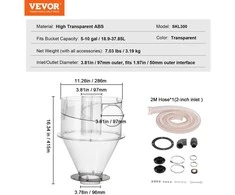VEVOR Cikloninis dulkių separatorius 4" 18.9-37.85L talpai