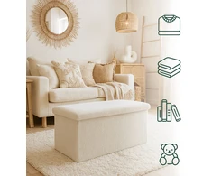 Relaxdays Daiktadėžė su sėdyne iš teddy audinio