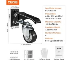 VEVOR Darbo stalo ratukai, 75 kg apkrova, 4 vnt.