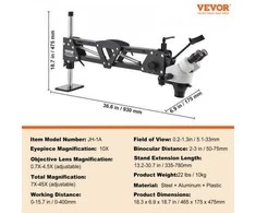 Vevor Daugiafunkcinis mikroskopas su žiedine lempa 7X-45X