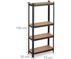 Relaxdays Didelės apkrovos lentynų stelažas 150 cm juodas