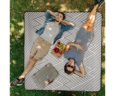 Relaxdays Dryžuota pikniko antklodė pilkai-balta