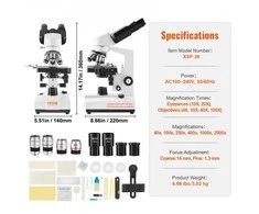 Vevor Dvejetainis mikroskopas 40X-2500X su mechaniniu staliumi