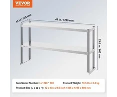 VEVOR Dviejų aukštų nerūdijančio plieno lentyna