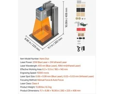 VEVOR Dviejų lazerių graviruoklis 2-in-1, 10,000 mm/s