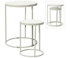 Home Styling Collection Dviejų staliukų rinkinys su mediniu paviršiumi