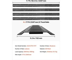 Vevor E-bėgių tvirtinimo bėgiai, 4-vnt. komplektas, 2.3 m