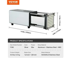 Vevor Elektrinė bulvių pjaustyklė iš nerūdijančio plieno