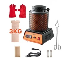 Elektrinė krosnelė VEVOR Elektrinė lydymo krosnelė, 1350W, 3kg keraminis tiglis