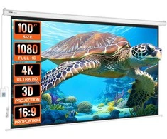 Vevor Elektrinis projektoriaus ekranas 100 colių UHD
