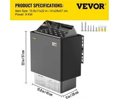 Vevor Elektrinis saunos šildytuvas su išorine kontrole 9 kw