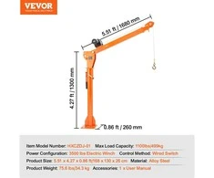 Vevor Elektrinis sunkvežimio kranas 360° 499 kg keliamas