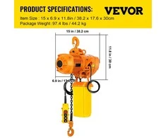 VEVOR Elektrinis vienfazis grandininis keltuvas 1T, 4 m