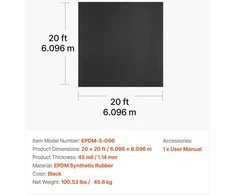 VEVOR EPDM guminė stogo danga 6 x 6 m