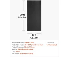VEVOR Epdm guminis stogų paklotas 4,57x9,14m