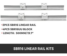 Vevor Linijiniai bėgeliai, SBR16, 500mm, Linijinio kreipimo sistema, CNC staklės, Guolių blokai