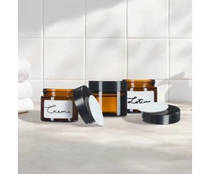 Relaxdays Gintarinio stiklo kremo indelių rinkinys 60 ml