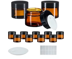 Relaxdays Gintarinio stiklo kremo indelių rinkinys 60 ml
