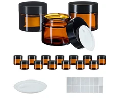 Relaxdays Gintaro spalvos stiklo kremo indelių rinkinys 60 ml