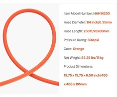 VEVOR Hibridinis pneumatinis žarna 6.35 x 76200 mm