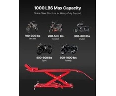 VEVOR Hidraulinis motociklų keltuvas 450 kg iki 787 mm