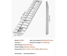 VEVOR Įkrovimo rampų rinkinys 2 vnt 2400 x 380 mm