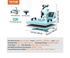VEVOR Šilumos presas 38x38 cm 5in1 su 30oz presu žalios spalvos