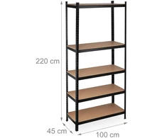 Relaxdays Itin tvirtas lentynų stelažas 220 cm juodas