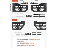 VEVOR Jeep Wrangler ir Gladiator vamzdinės durys
