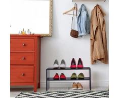 Relaxdays Juodas batų stovas su 2 lygiais