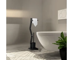 Relaxdays Juodas WC komplektas su tualetinio popieriaus laikikliu ir šepečiu