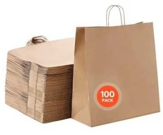 Vevor Juodi kraftiniai popieriniai maišeliai su rankenomis 100 vnt