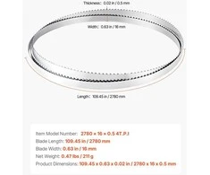 VEVOR Juostinis pjūklas 2780 mm ilgio, 4 TPI