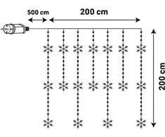 KOOPMAN Kalėdinės lemputės sniego užuolaida 200x200 cm