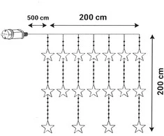 KOOPMAN Kalėdinės žvaigždutės LED užuolaida 200x200 cm