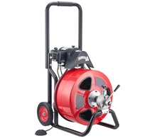 Vevor Kanalizacijos vamzdžių valymo mašina 30m x 19mm, automatinis tiektuvas, su ratais