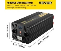 VEVOR Keitiklis 6000W 12V į 230V su LCD ekranu