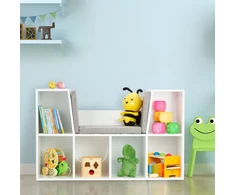 Relaxdays Knygų lentyna su sėdimos dalies pagalvėle