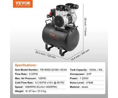 Vevor Kompresorius be alyvos 10 gal 90 PSI