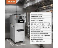 VEVOR Konditerinė minkšto ledų gaminimo mašina, 3 skonių