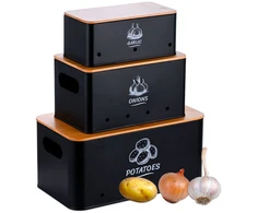 Relaxdays Laikymo dėžės, 3 vnt., su bambukiniais dangčiais