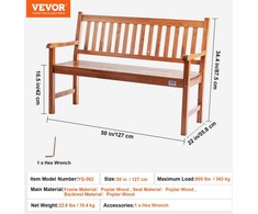 Vevor lauko medinė suoliukas 127 cm