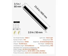 VEVOR Lauko sieninis šviestuvas, 600 mm, šiltai baltas
