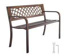 Vevor lauko suoliukas 116 cm metalinis rėmas