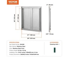 VEVOR Lauko virtuvės durys 610x610 mm, nerūdijančio plieno