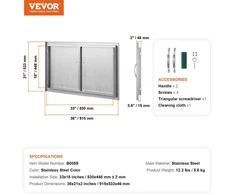 VEVOR Lauko virtuvės dvigubos durys 915x533 mm