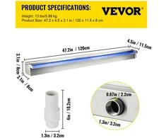 VEVOR LED baseinas kaskada iš nerūdijančio plieno