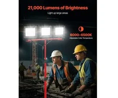 VEVOR LED darbo šviestuvas su stovu, 21000 liumenų